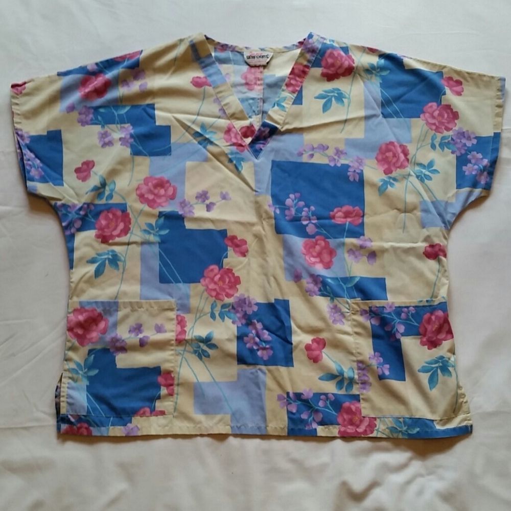 Womens Floral Scrub Top - Add to Bundle